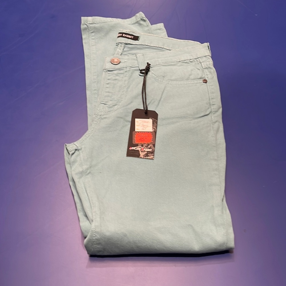 Angry rabbit green skinny jeans